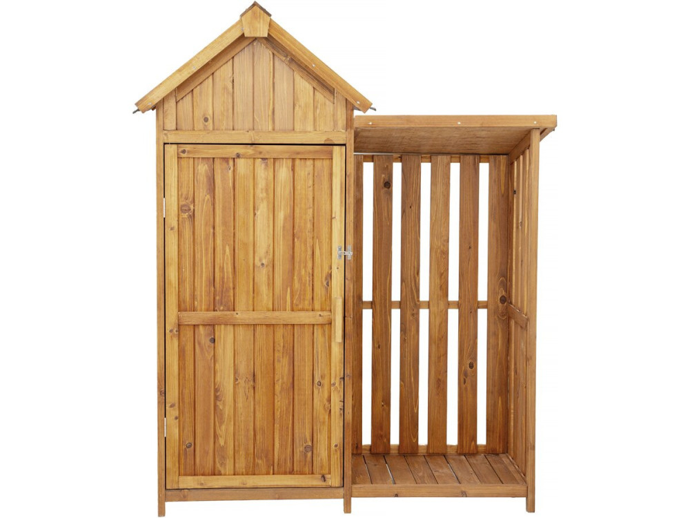 Houten tuinkast "Noé" met houtopslag - 136 x 57 x 170 cm - Bruin