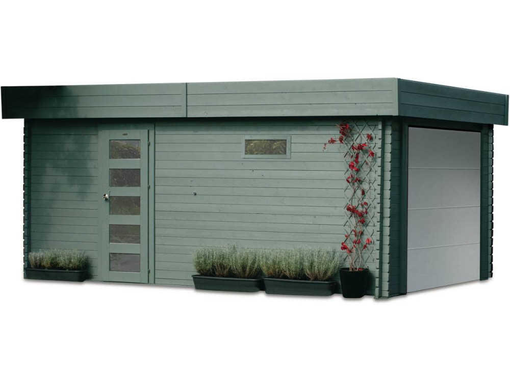 Garage "Modern" - 19.26 m² - 3.58 x 5.38 x 2.56 m - 40 mm - Gemotoriseerde deur