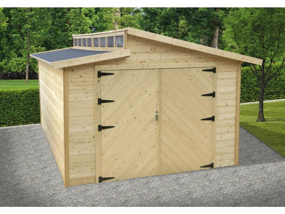 Torino" houten garage - 20.88 m2 - 3.64 x 5.74 x 2.92 m - 28 mm