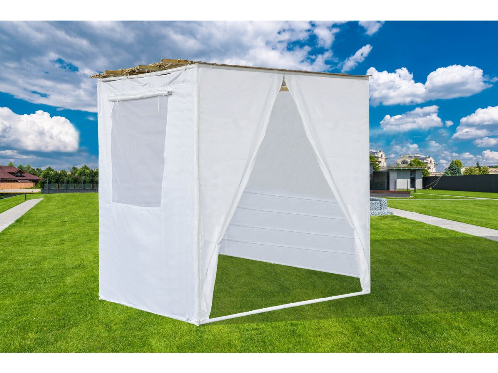 Soeka Sukkah loofhut "Nina" aanpasbaar 2 x 2 m met 1 bamboerol en 2 houten latten