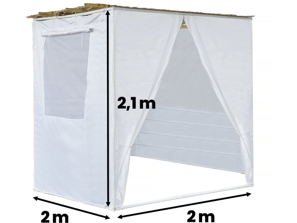 Soeka Sukkah loofhut "Nina" aanpasbaar 2 x 2 m met 1 bamboerol en 2 houten latten
