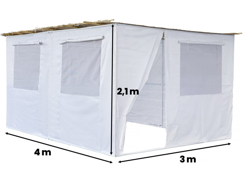 Soeka Sukkah loofhut "Nina" aanpasbaar - 4 x 3 m - 4 bamboerollen en 4 houten latten