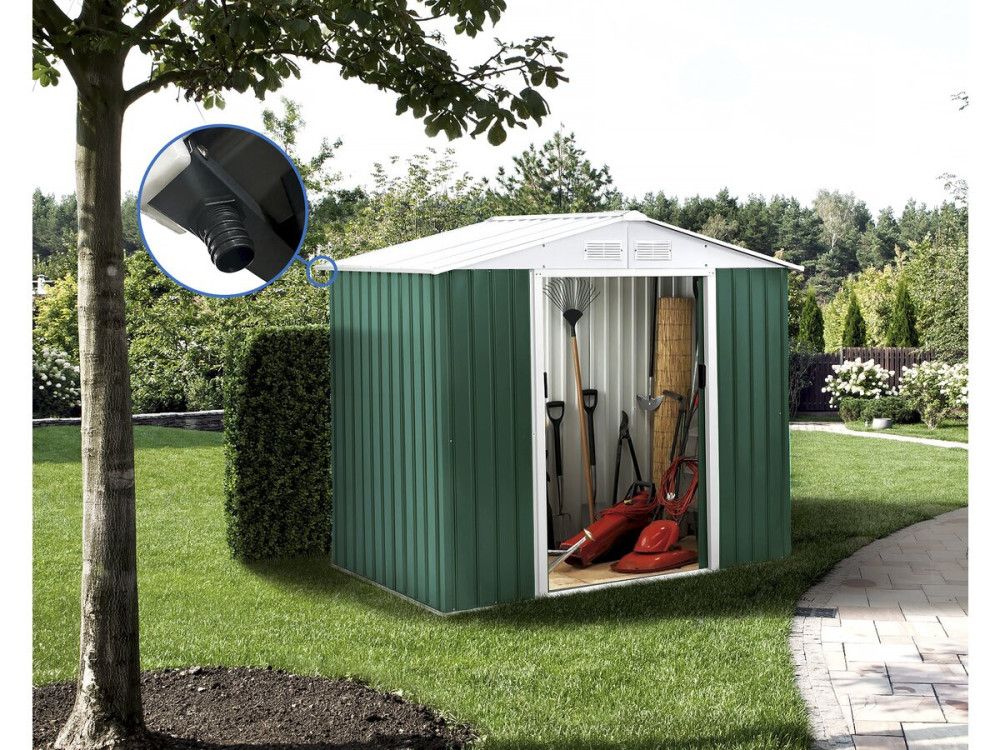 Tuinhuisje metaal - "Rosas " -  2,71 m² met goot - Groen