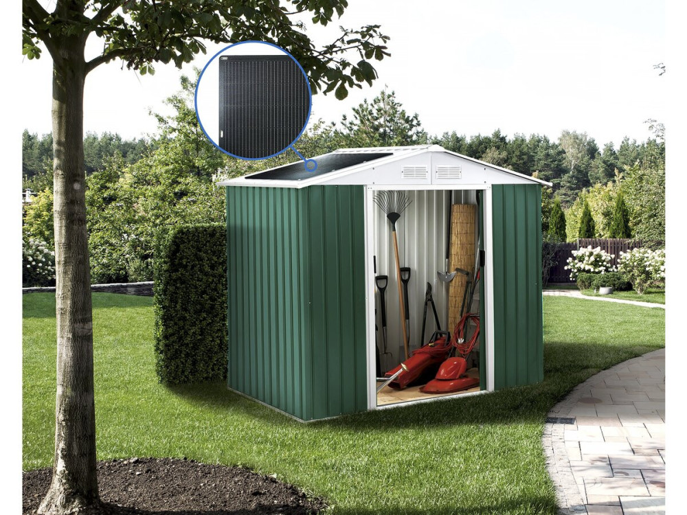 Tuinhuisje metaal - "Rosas " - 2,71 m² met zonnepanelen - Groen