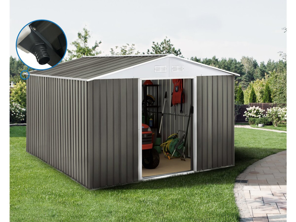 Tuinhuisje metaal "Dallas" -  15,16 m² met goot - Taupe - grijs bruin