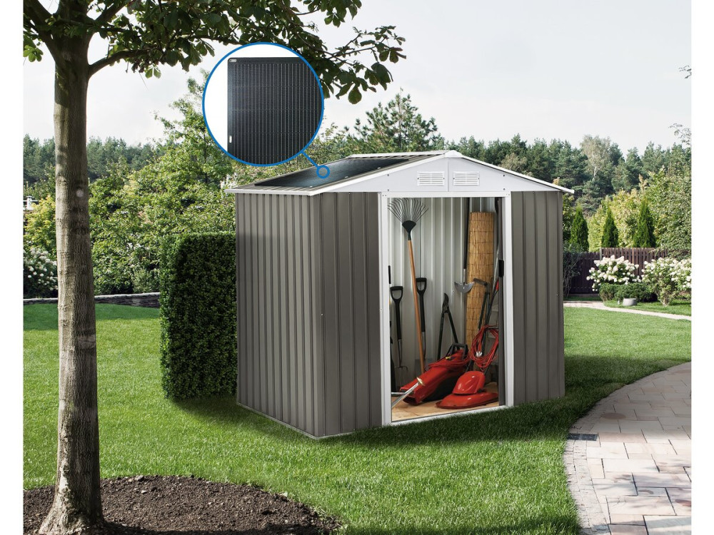 Metalen tuinhuisje "Dallas" - 2,71 m² met zonnepaneel