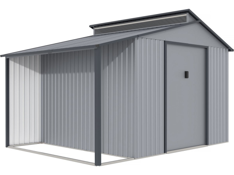 Tuinhuisje met overkapping metaal "Madras" - 9.12 m² - 355 x 257 x 237 cm - Grijs
