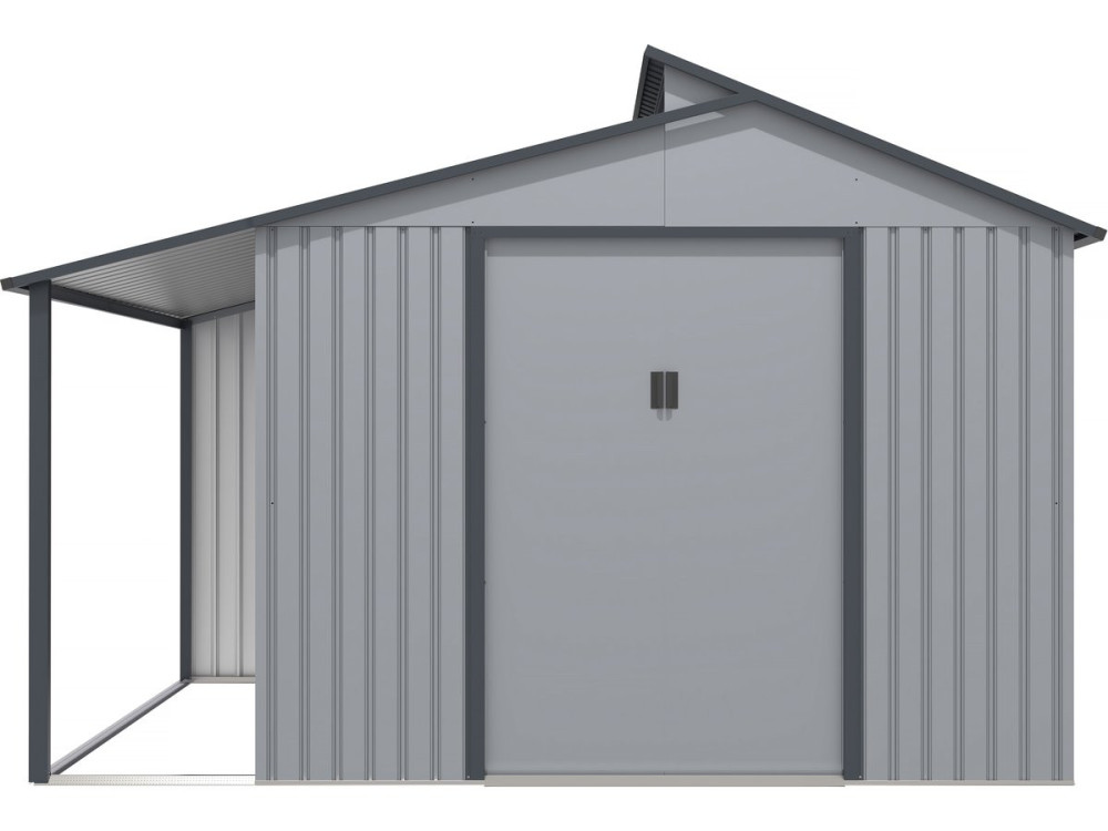 Tuinhuisje met overkapping metaal "Madras" - 9.12 m² - 355 x 257 x 237 cm - Grijs