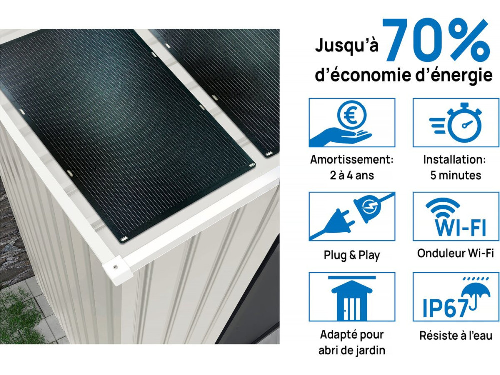 Metalen tuinhuis Nebraska - 4,07 m² met zonnepanelen