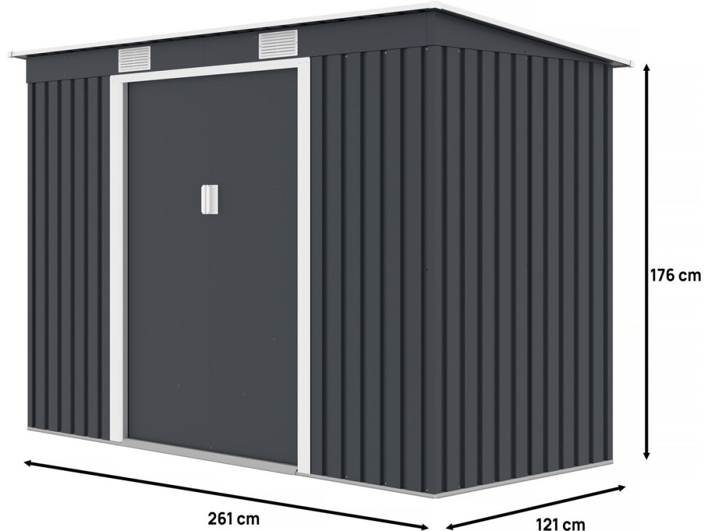 Tuinhuisje metaal "Austin" aflopend dak - 3,14 m2 - Grijs