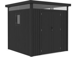 Premium metalen tuinhuisje met plat dak en klapdeur "Lexinton" - 5,29 m² - Grijs