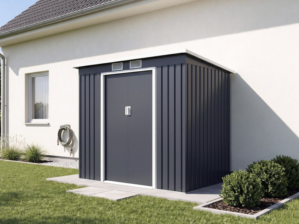 Metalen tuinhuisje met metalen lessenaarsdak "Orlando" - 2,81 m² - Grijs