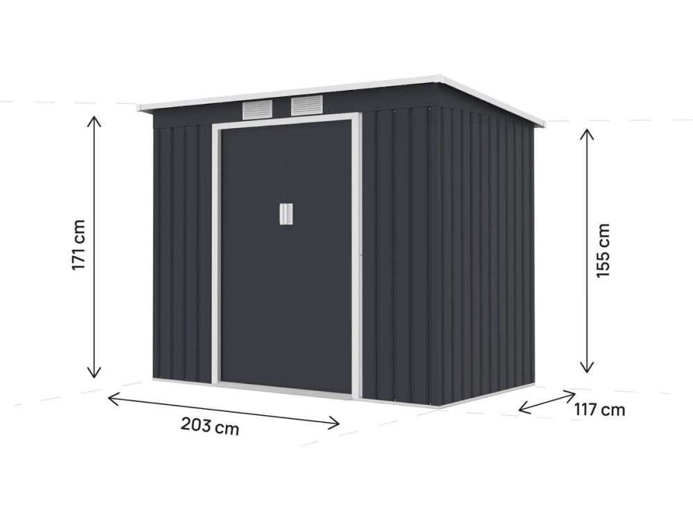 Metalen tuinhuisje met metalen lessenaarsdak "Orlando" - 2,81 m² - Grijs