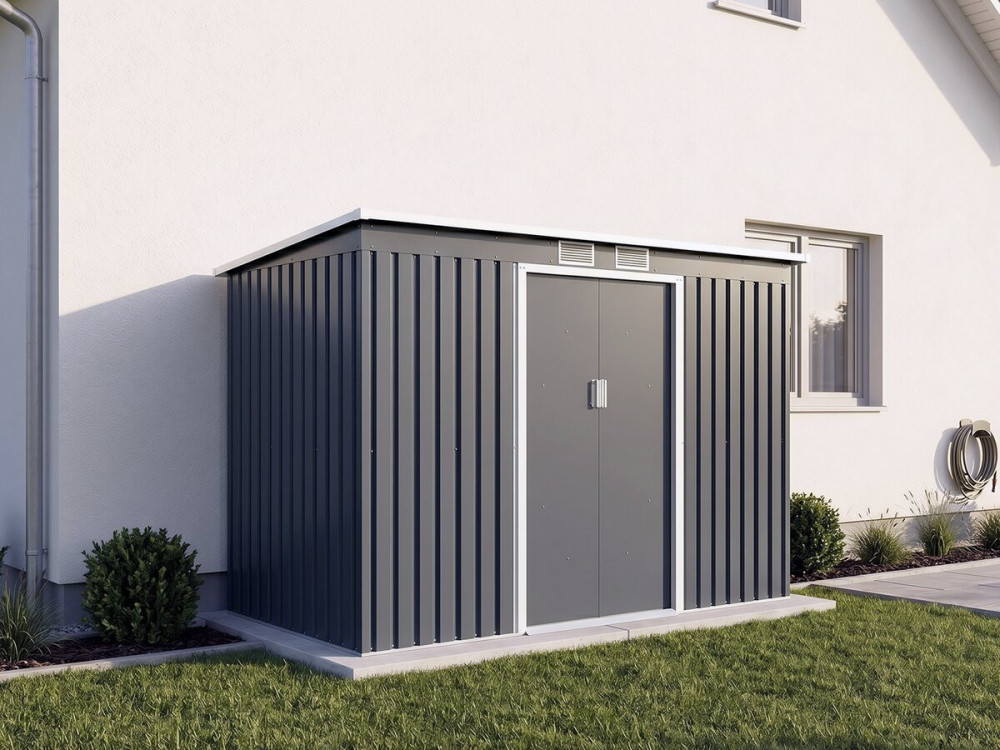 Metalen tuinhuisje met lessenaarsdak "Orlando" - 3,64 m² - Grijs