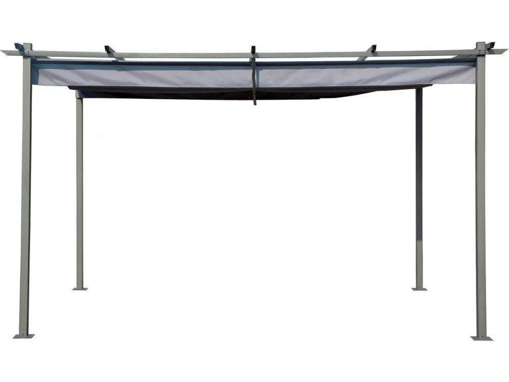 Pergola terrasoverkapping metaal harmonicadoek schaduwdoek zonwering verstelbaar  - 3 x 4 m - Grijs antraciet