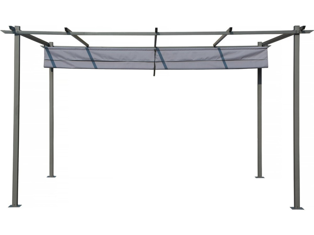 Pergola terrasoverkapping metaal harmonicadoek schaduwdoek zonwering verstelbaar  - 3 x 4 m - Grijs antraciet