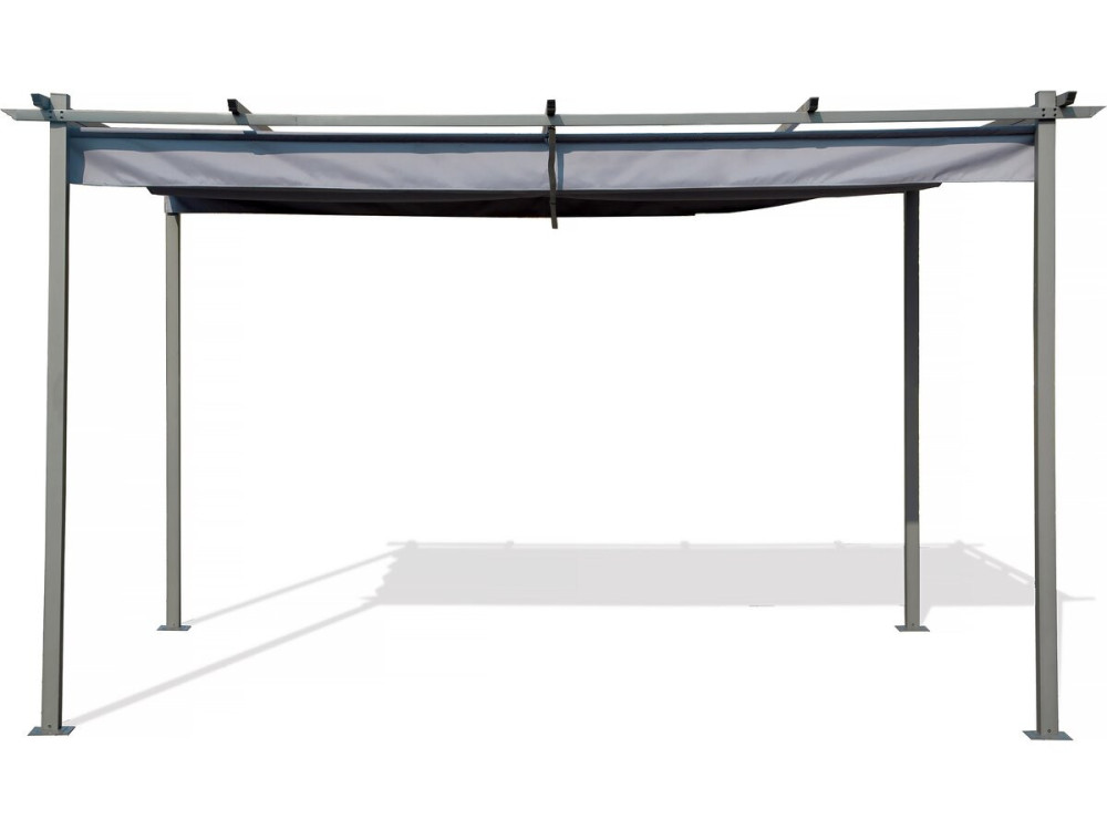 Pergola terrasoverkapping metaal harmonicadoek schaduwdoek zonwering verstelbaar  - 3 x 4 m - Grijs antraciet