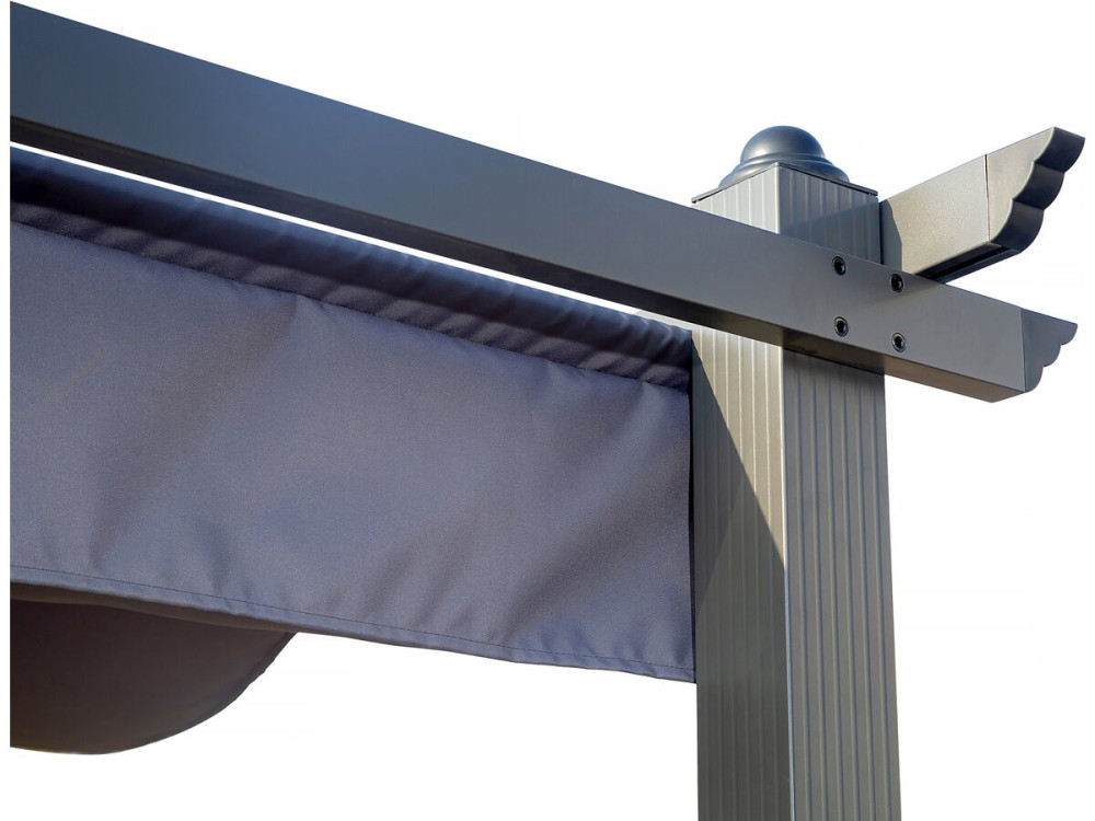 Pergola terrasoverkapping aluminium harmonicadoek schaduwdoek zonwering verstelbaar  - 3 x 4 m - Grijs antraciet