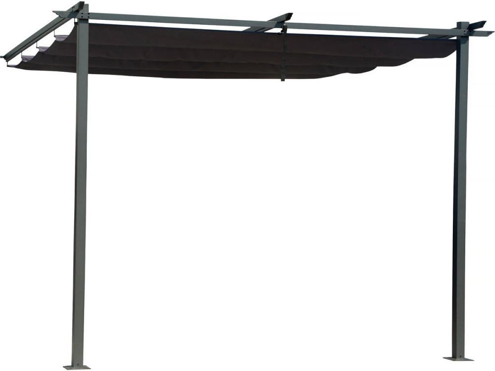 Pergola aanbouw harmonicadoek schaduwdoek zonwering verstelbaar - 3 x 3 m - Grijs antraciet