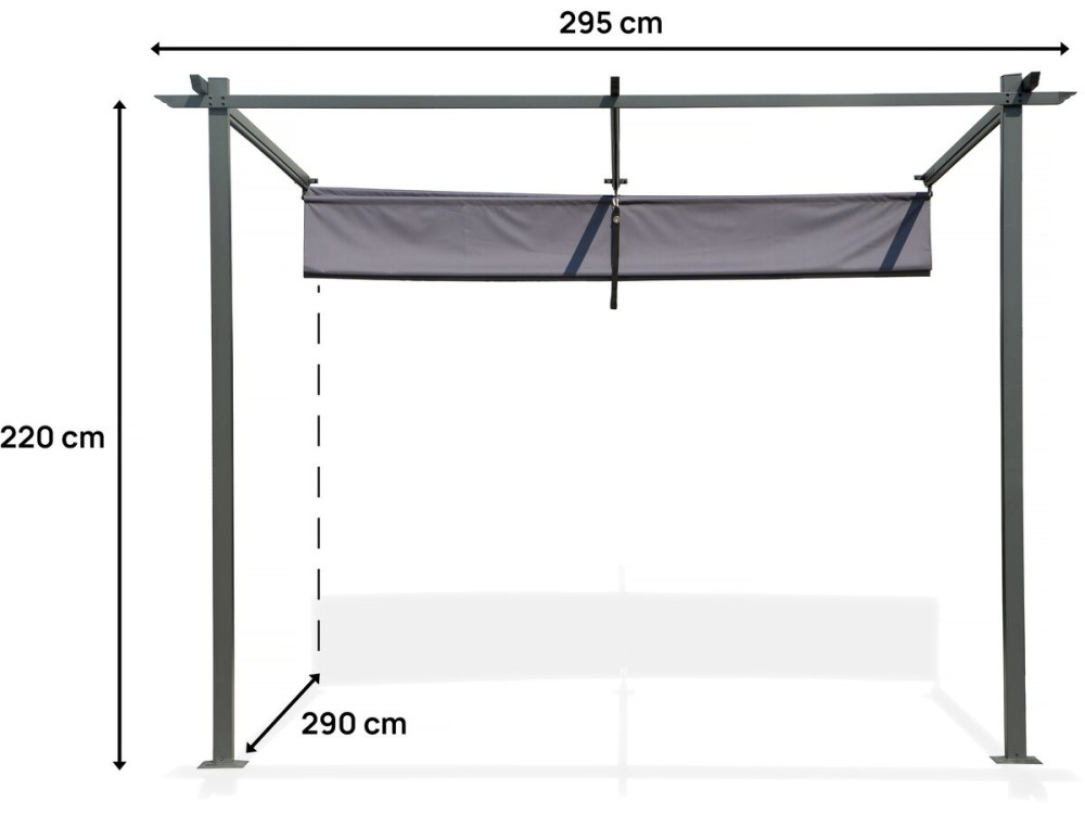 Pergola aanbouw harmonicadoek schaduwdoek zonwering verstelbaar - 3 x 3 m - Grijs antraciet