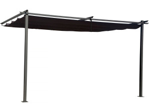 Pergola aanbouw harmonicadoek schaduwdoek zonwering verstelbaar -  3 x 4 m - Grijs antraciet