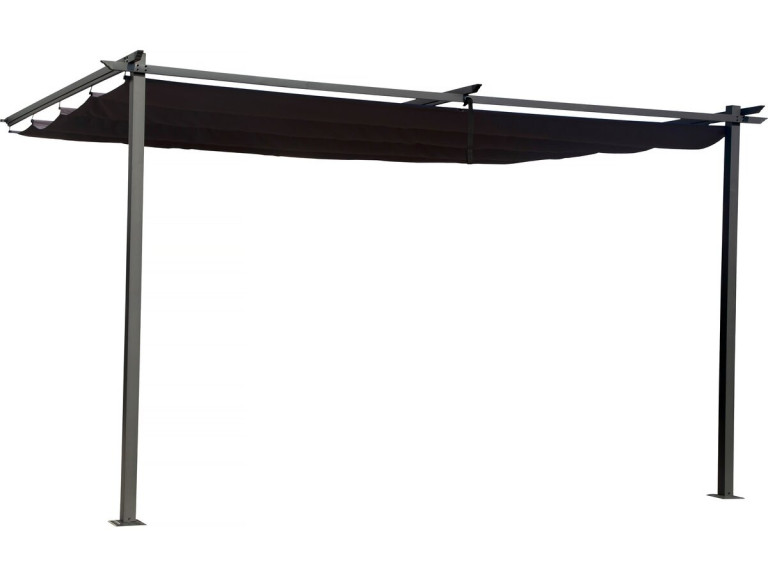 Pergola aanbouw harmonicadoek schaduwdoek zonwering verstelbaar -  3 x 4 m - Grijs antraciet