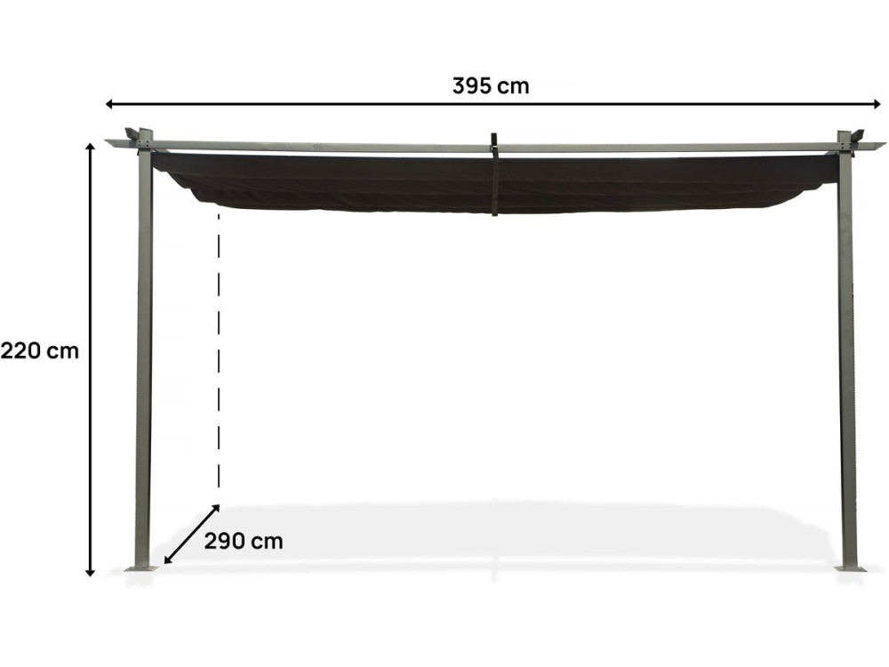 Pergola aanbouw harmonicadoek schaduwdoek zonwering verstelbaar -  3 x 4 m - Grijs antraciet