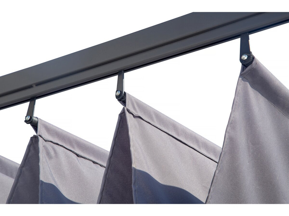 Pergola aanbouw harmonicadoek schaduwdoek zonwering verstelbaar -  3 x 4 m - Grijs antraciet
