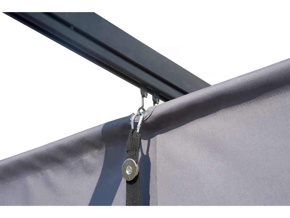 Pergola aanbouw harmonicadoek schaduwdoek zonwering verstelbaar -  3 x 4 m - Grijs antraciet