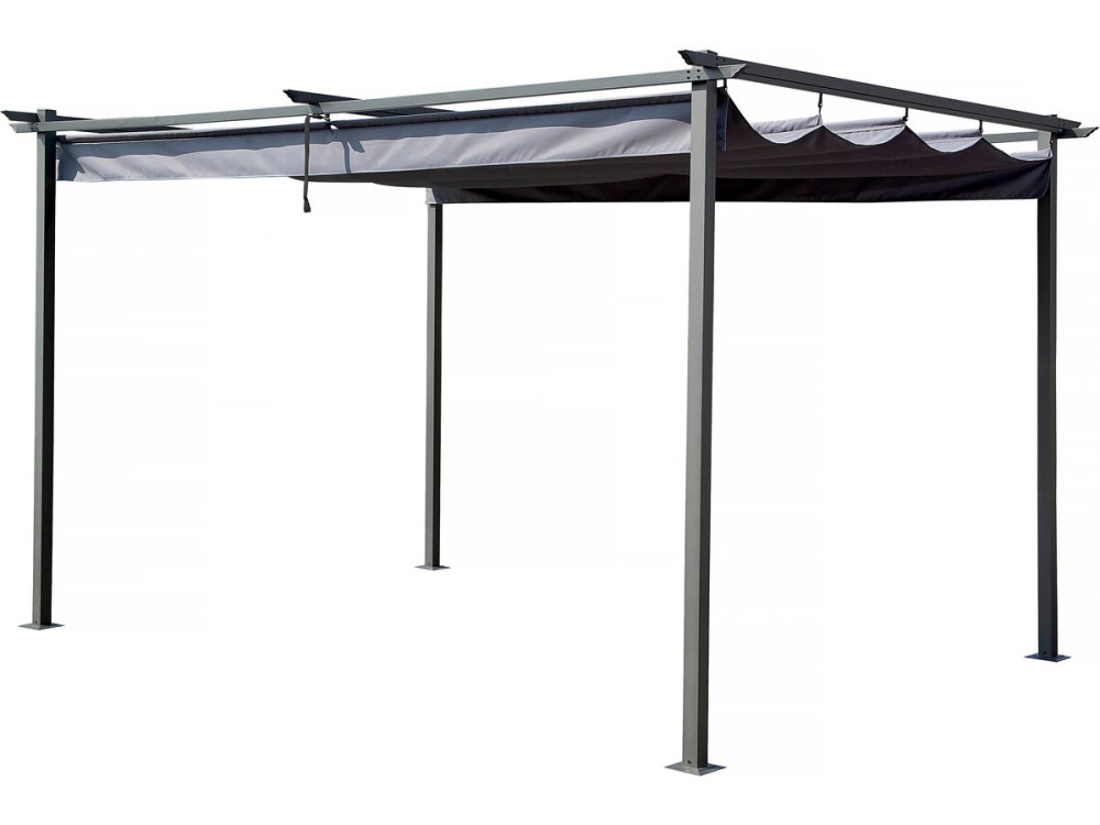 Pergola schaduwdoek harmonicadoek zonwering verstelbaar - 3 x 4 m - Grijs