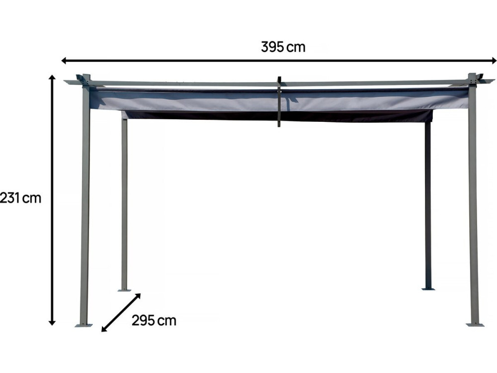 Pergola schaduwdoek harmonicadoek zonwering verstelbaar - 3 x 4 m - Grijs