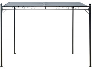 Pergola terrasoverkapping aanbouw metaal met aflopend dak - 3 x 2,5 m - Grijs