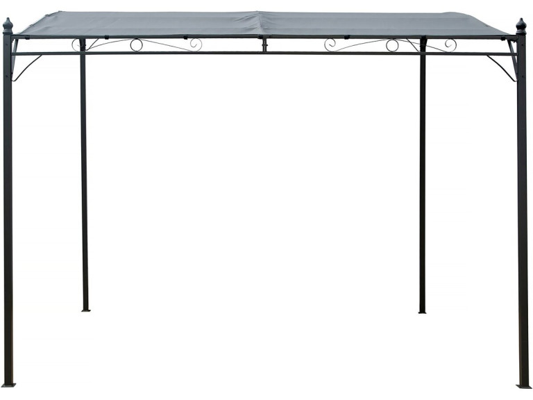 Pergola terrasoverkapping aanbouw metaal met aflopend dak - 3 x 2,5 m - Grijs