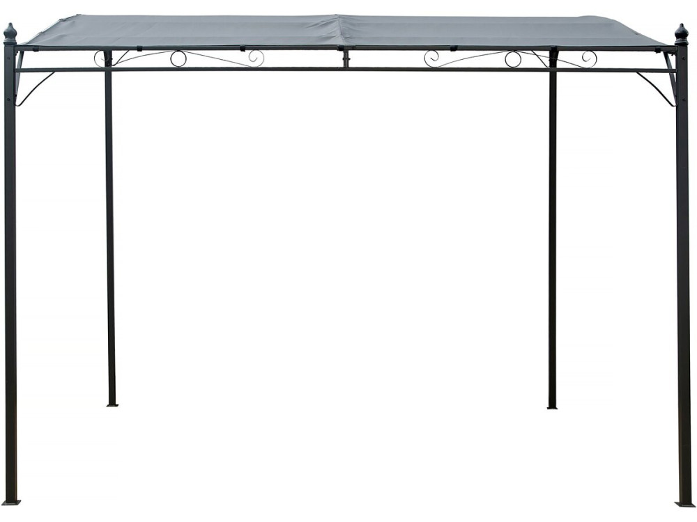 Pergola terrasoverkapping aanbouw metaal met aflopend dak - 3 x 2,5 m - Grijs