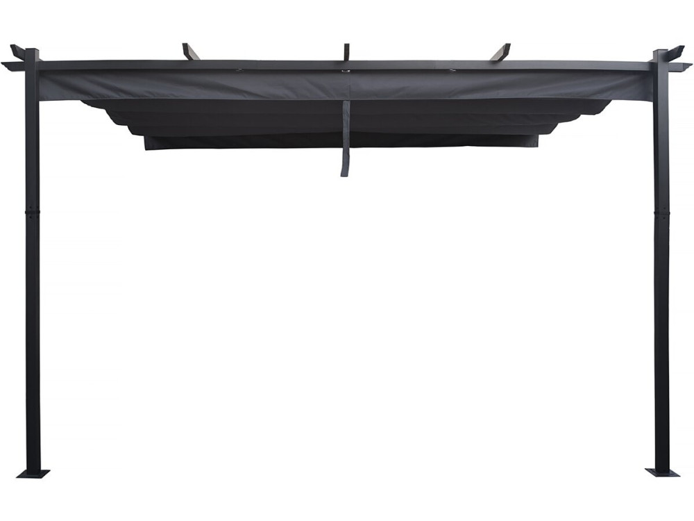 Pergola terrasoverkapping aanbouw aluminium harmonicadoek schaduwdoek zonwering verstelbaar -  3 x 4 m -  Grijs