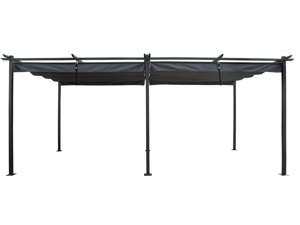 Pergola terrasoverkapping metaal harmonicadoek schaduwdoek zonwering verstelbaar  - 3 x 6 m - Antraciet