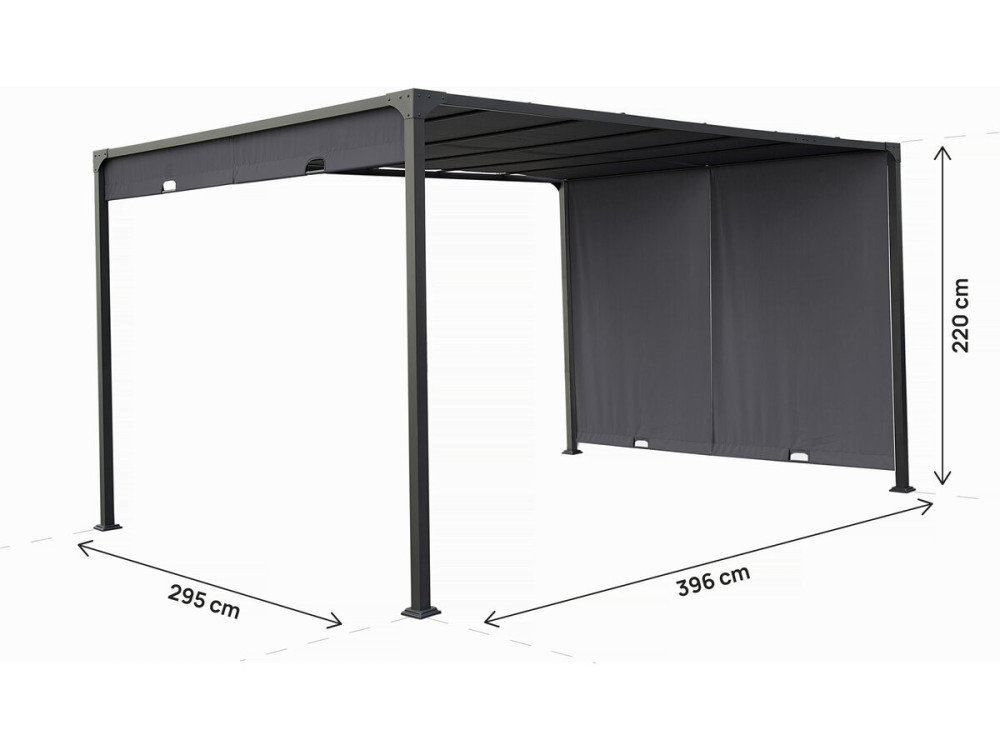 Pergola met metalen schuifdak "Courtenay" - 3 x 4 m - Grijs