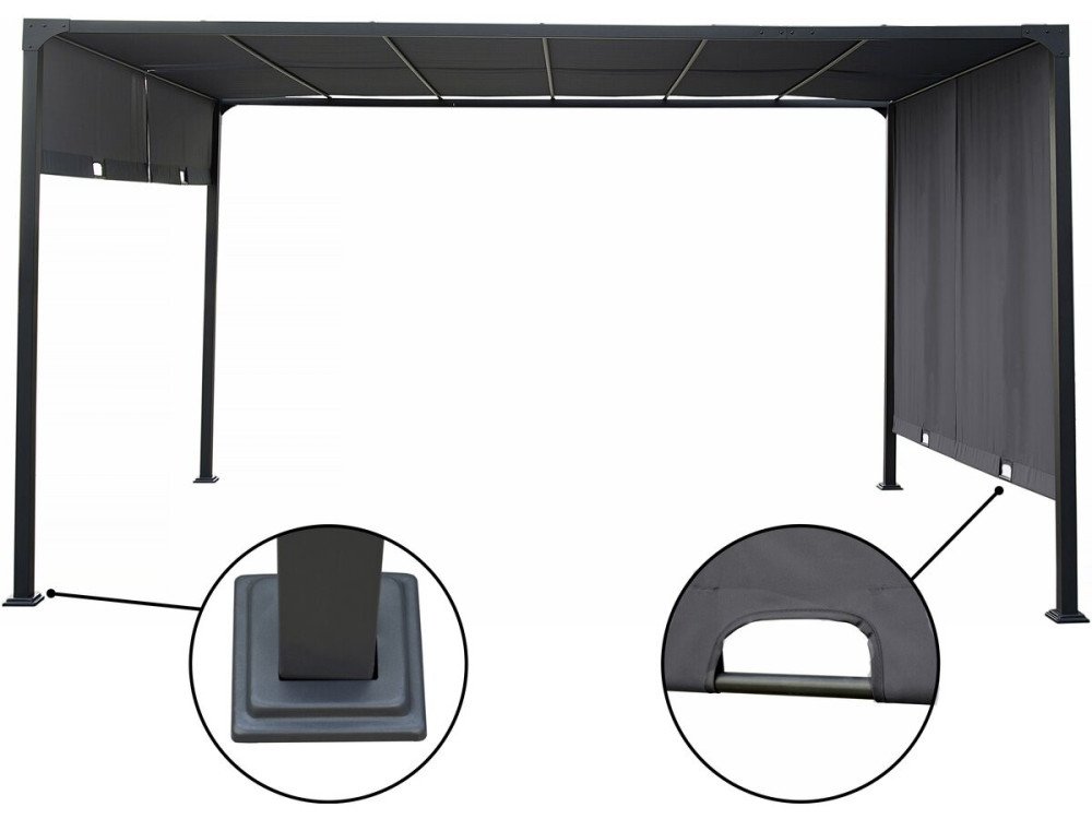 Pergola met metalen schuifdak "Courtenay" - 3 x 4 m - Grijs