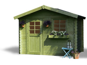 Houten tuinhuis "Sologne" - Geïmpregneerd model (groen) - 8.88 m² - 2.98 x 2.98 x 2.39 m - 28 mm