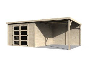 Delices" houten tuinhuis met uitbouw - 17.44 m² - 5.71 x 3.05 x 2.02 m - 28 mm
