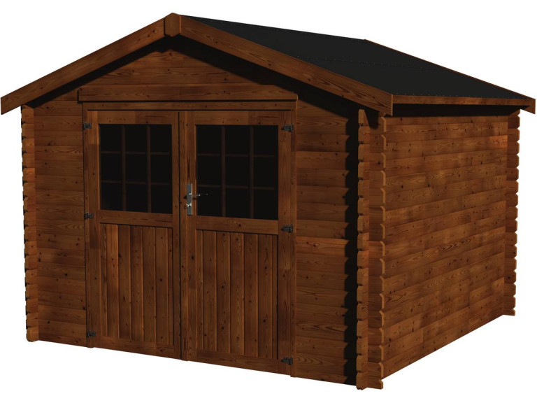 Houten tuinhuis "Valodeal" - 8.88 m² - 2.98 x 2.98 x 2.39 m - 34 mm - Afwerking Bruin