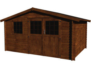 Houten tuinhuis "Vallauris" - 15.84 m² - 3.98 x 3.98 x 2.29 m - 34 mm - Afwerking Bruin