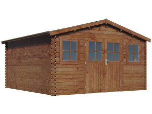 Autoclaaf behandeld bruin houten tuinhuisje "Lormont" - 21.2 m² - 28 mm