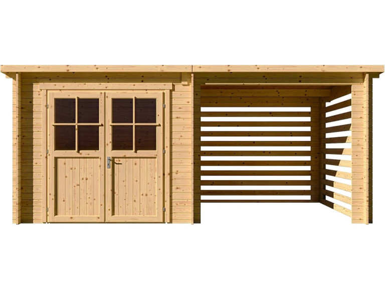 Houten tuinhuisje met afdak "Aureval" - 11m² - 2.24 x 5.01 x 2.07 m - 28 mm