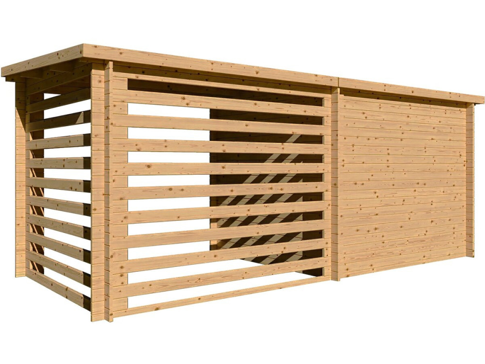 Houten tuinhuisje met afdak "Aureval" - 11m² - 2.24 x 5.01 x 2.07 m - 28 mm