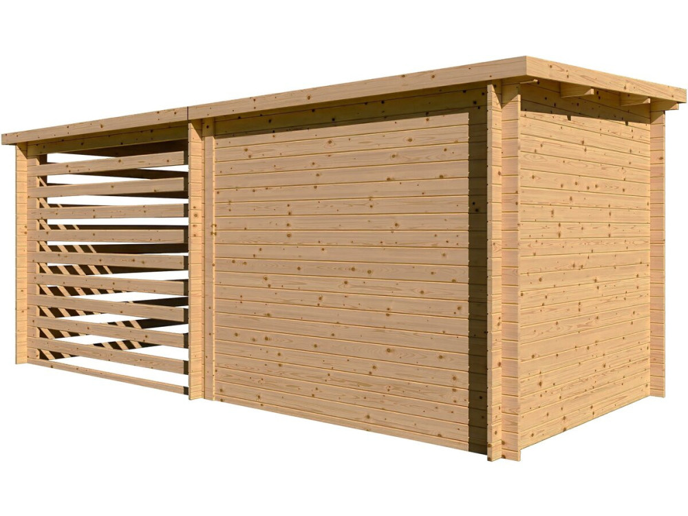 Houten tuinhuisje met afdak "Aureval" - 11m² - 2.24 x 5.01 x 2.07 m - 28 mm