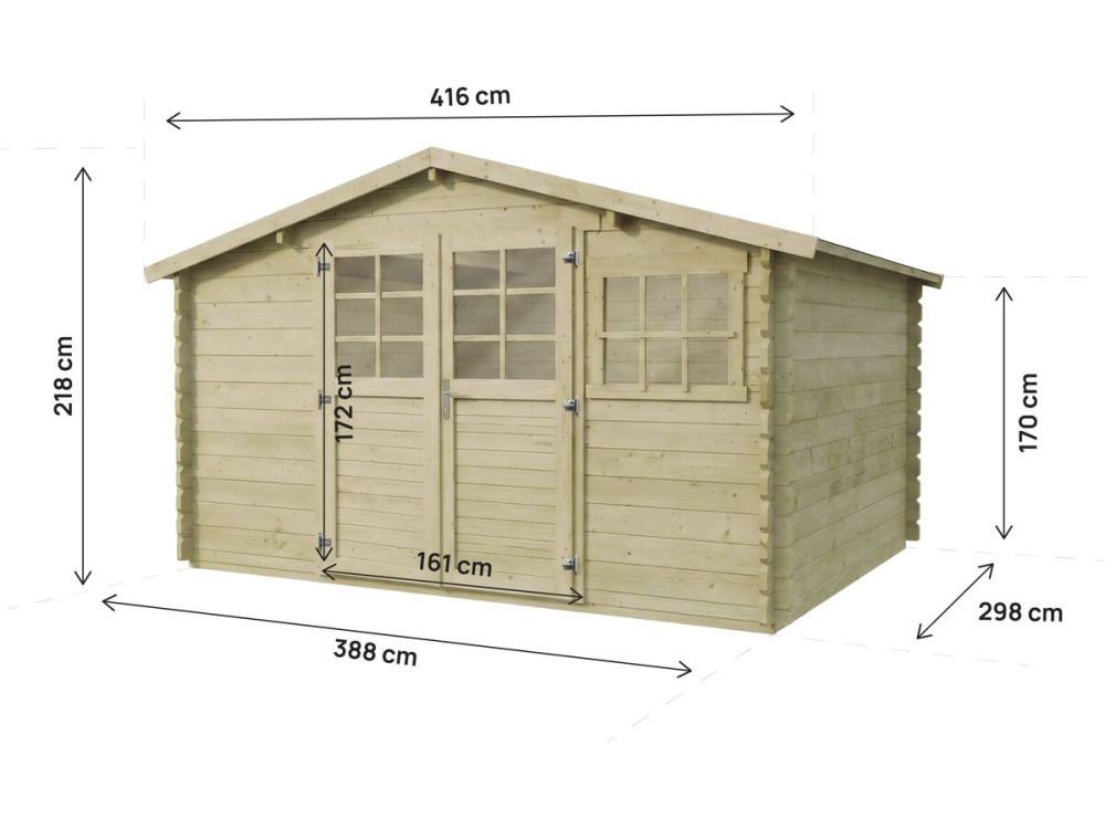 Met autoclaaf behandeld houten tuinhuisje "Belmont" - 12,53 m² - 34 mm