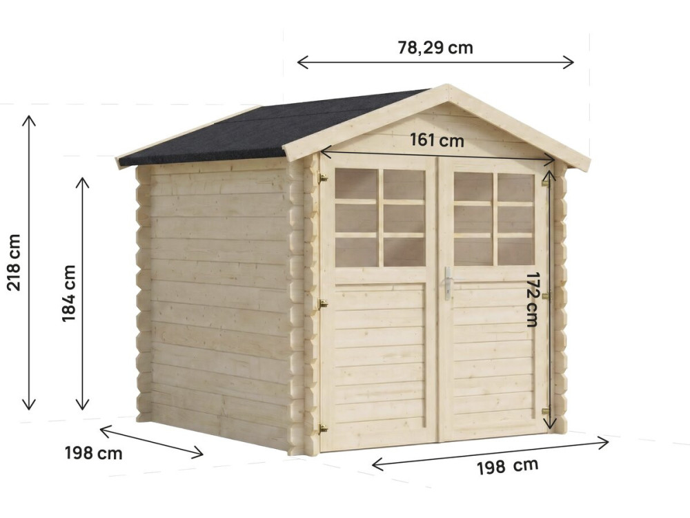 Houten tuinhuis "Beaumont" - 4,48 m² - 223 x 201 cm - 28 mm