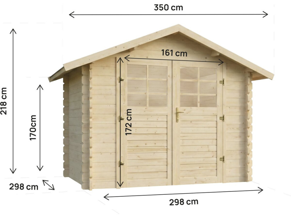 Houten tuinhuisje "Beaufort" - 10,53 m² - 349 x 301 cm - 28 mm