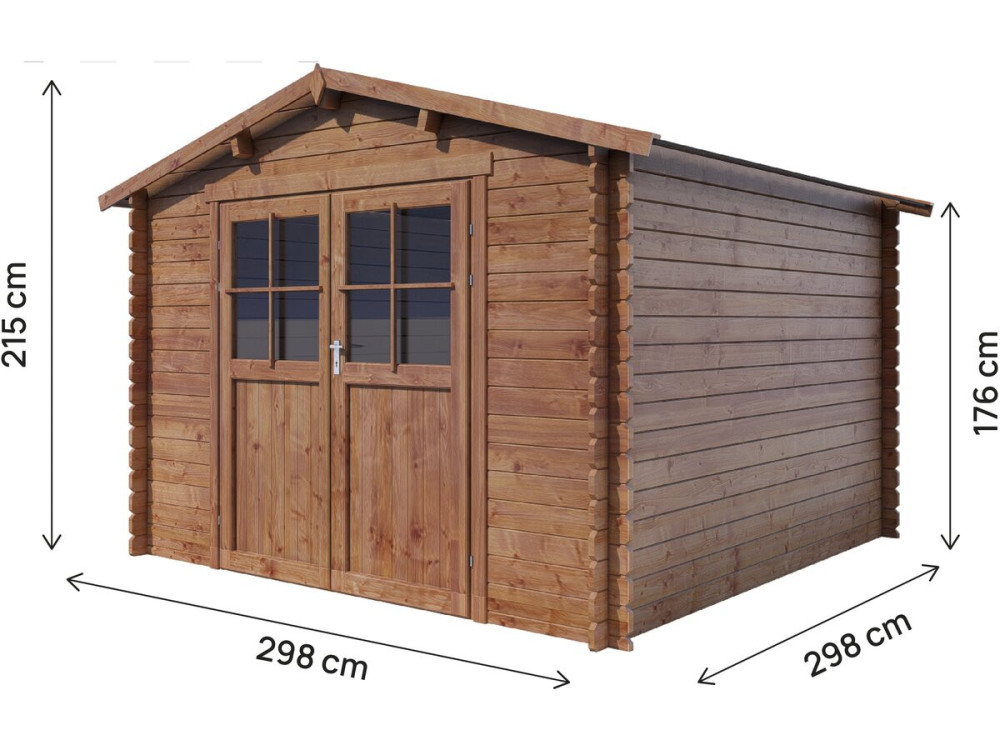 Houten tuinhuisje "Willow" - 9,3 m² - 28 mm - Bruin